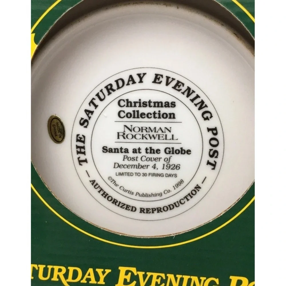 Saturday Evening Post Norman Rockwell Christmas Collection Plate 1998 NOS